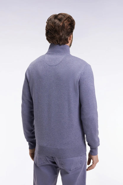 Eden Park_Blue_Trucker Collar Sweater in Wool and Cotton Blue Grey_H25MAIPU0002_BLC17_05