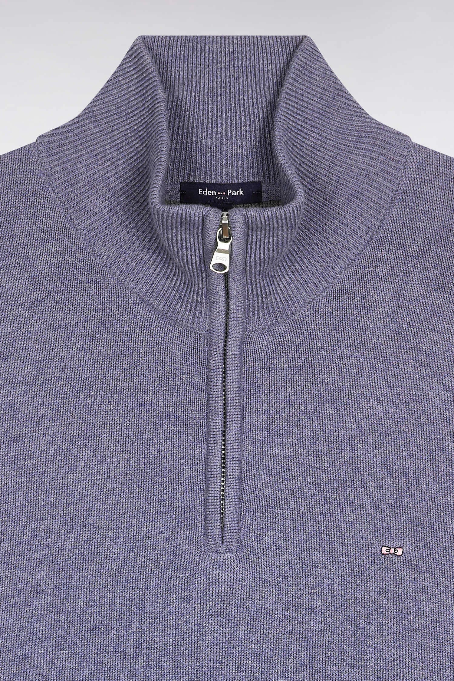 Eden Park_Blue_Trucker Collar Sweater in Wool and Cotton Blue Grey_H25MAIPU0002_BLC17_06