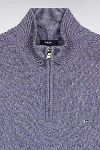 Eden Park_Blue_Trucker Collar Sweater in Wool and Cotton Blue Grey_H25MAIPU0002_BLC17_06