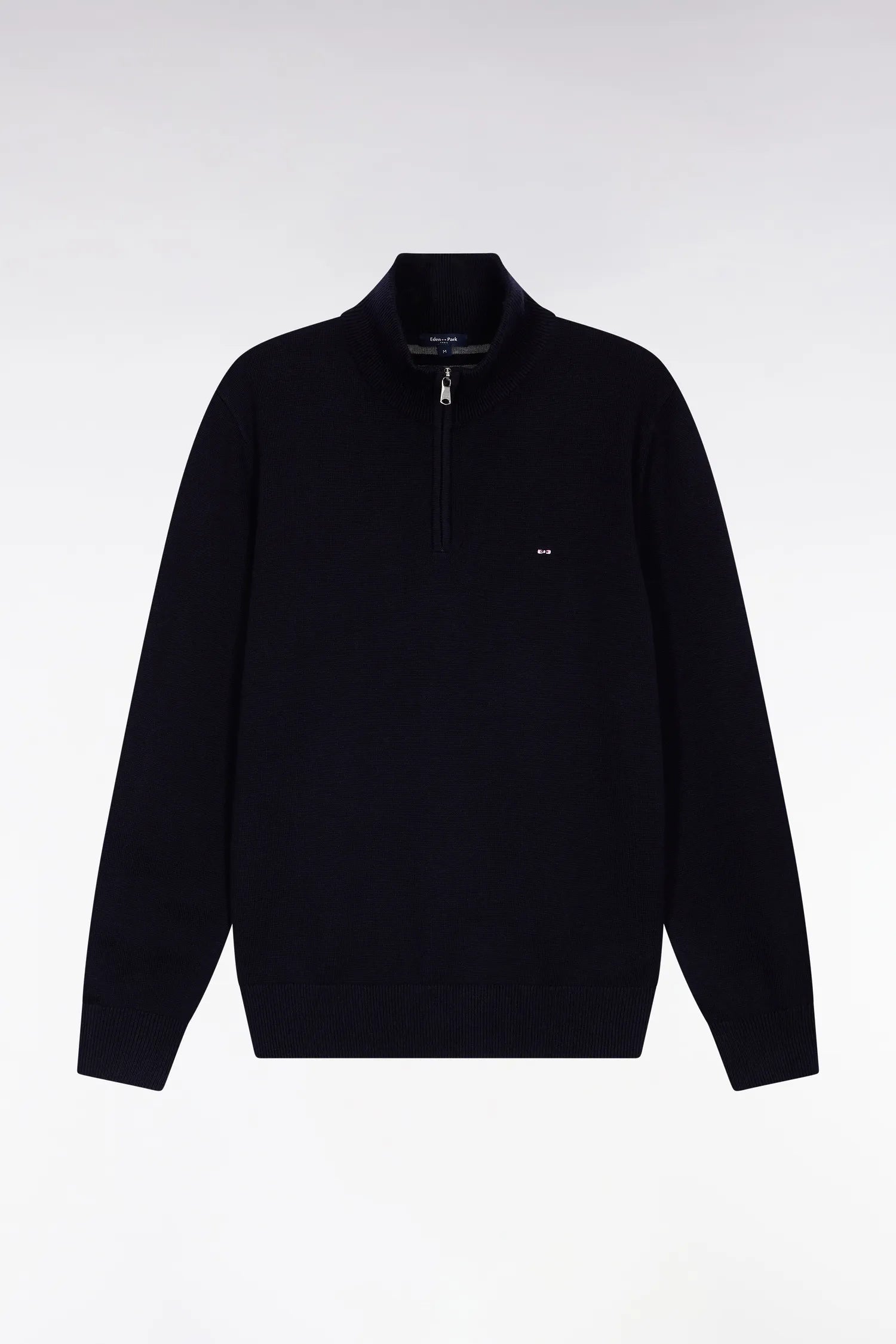 Eden Park_Blue_Dark Blue Wool and Cotton Trucker Collar Sweater_H25MAIPU0002_BLF27_02