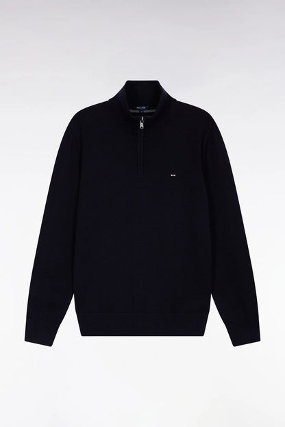 Eden Park_Blue_Dark Blue Wool and Cotton Trucker Collar Sweater_H25MAIPU0002_BLF27_02