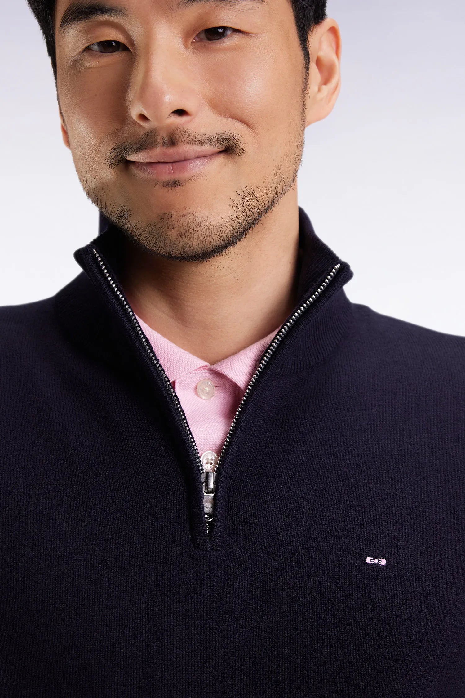 Eden Park_Blue_Dark Blue Wool and Cotton Trucker Collar Sweater_H25MAIPU0002_BLF27_04