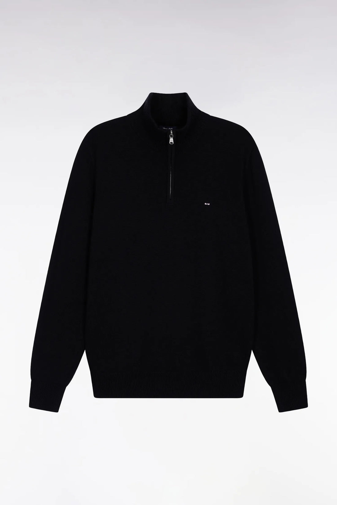 Eden Park_Black_Trucker Collar Sweater in Wool and Black Cotton_H25MAIPU0002_NO_02