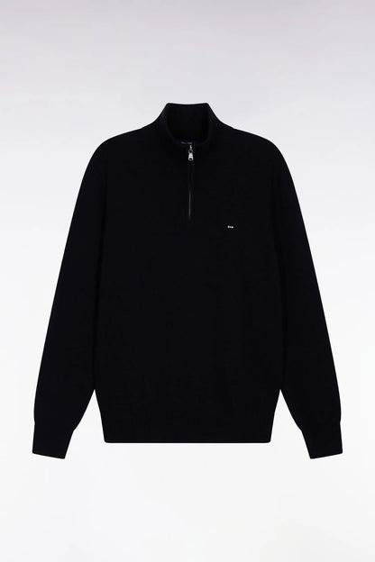 Eden Park_Black_Trucker Collar Sweater in Wool and Black Cotton_H25MAIPU0002_NO_02