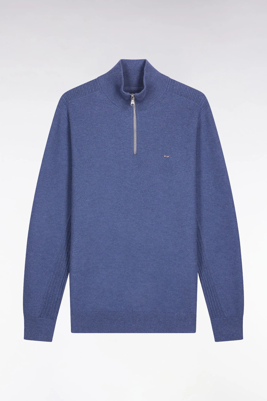Eden Park_Blue_Blue Honeycomb Cotton Trucker Collar Sweater_H25MAIPU0017_BLC17_02