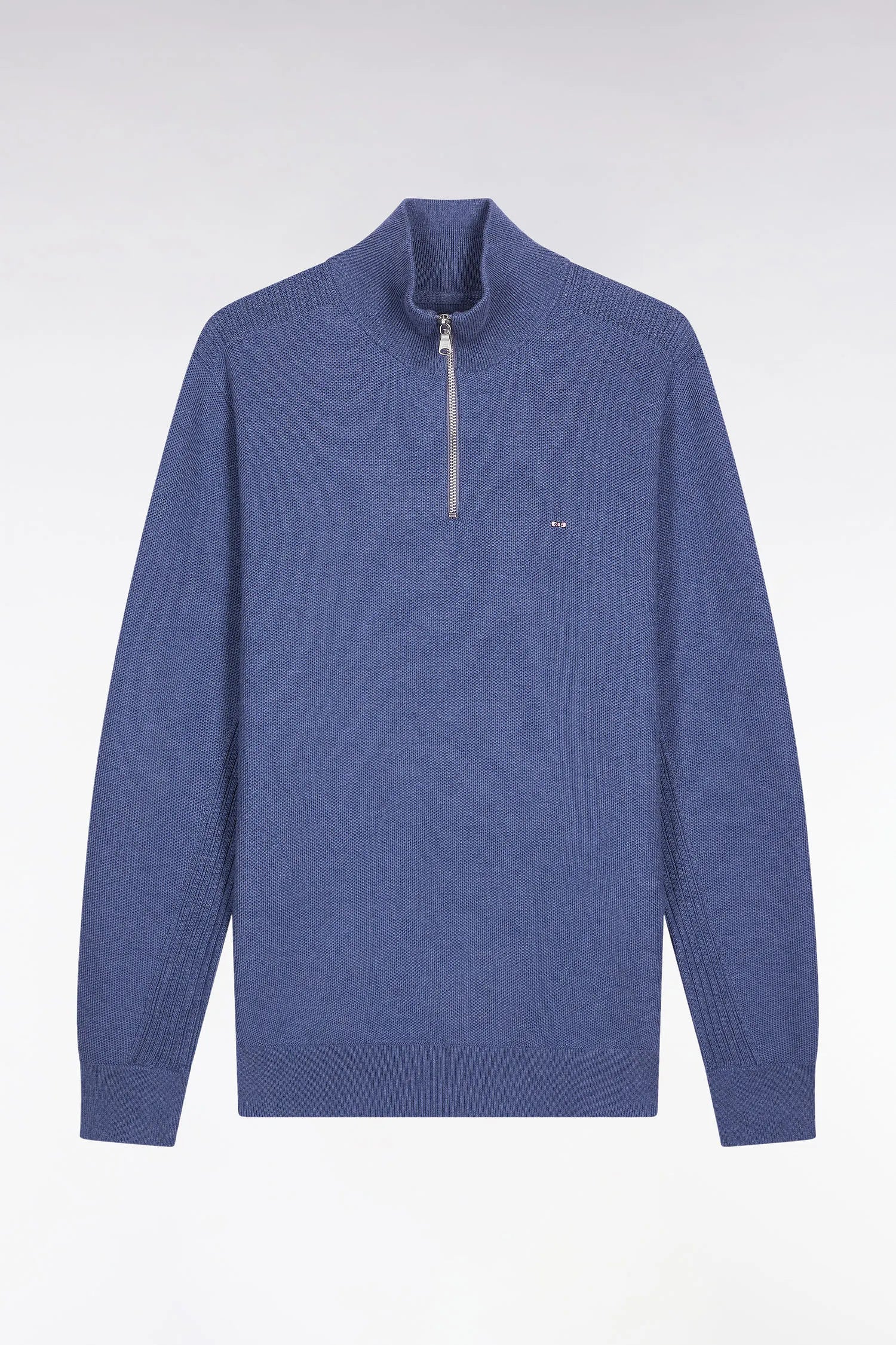 Eden Park_Blue_Blue Honeycomb Cotton Trucker Collar Sweater_H25MAIPU0017_BLC17_02