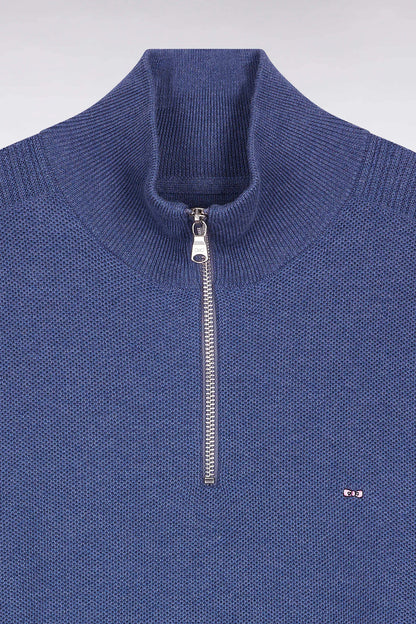 Eden Park_Blue_Blue Honeycomb Cotton Trucker Collar Sweater_H25MAIPU0017_BLC17_06
