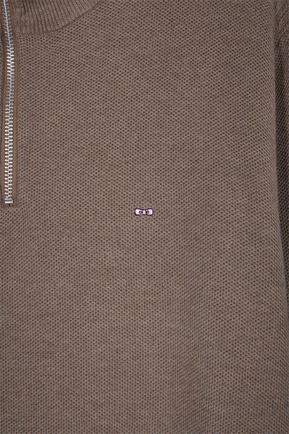 Eden Park_Beige_Brown Honeycomb Cotton Trucker Collar Sweater_H25MAIPU0017_MAC3_02