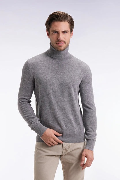 Eden Park_Grey_Turtleneck Sweater in Virgin Wool and Grey Cashmere_H25MAIPU0024_GRM_01