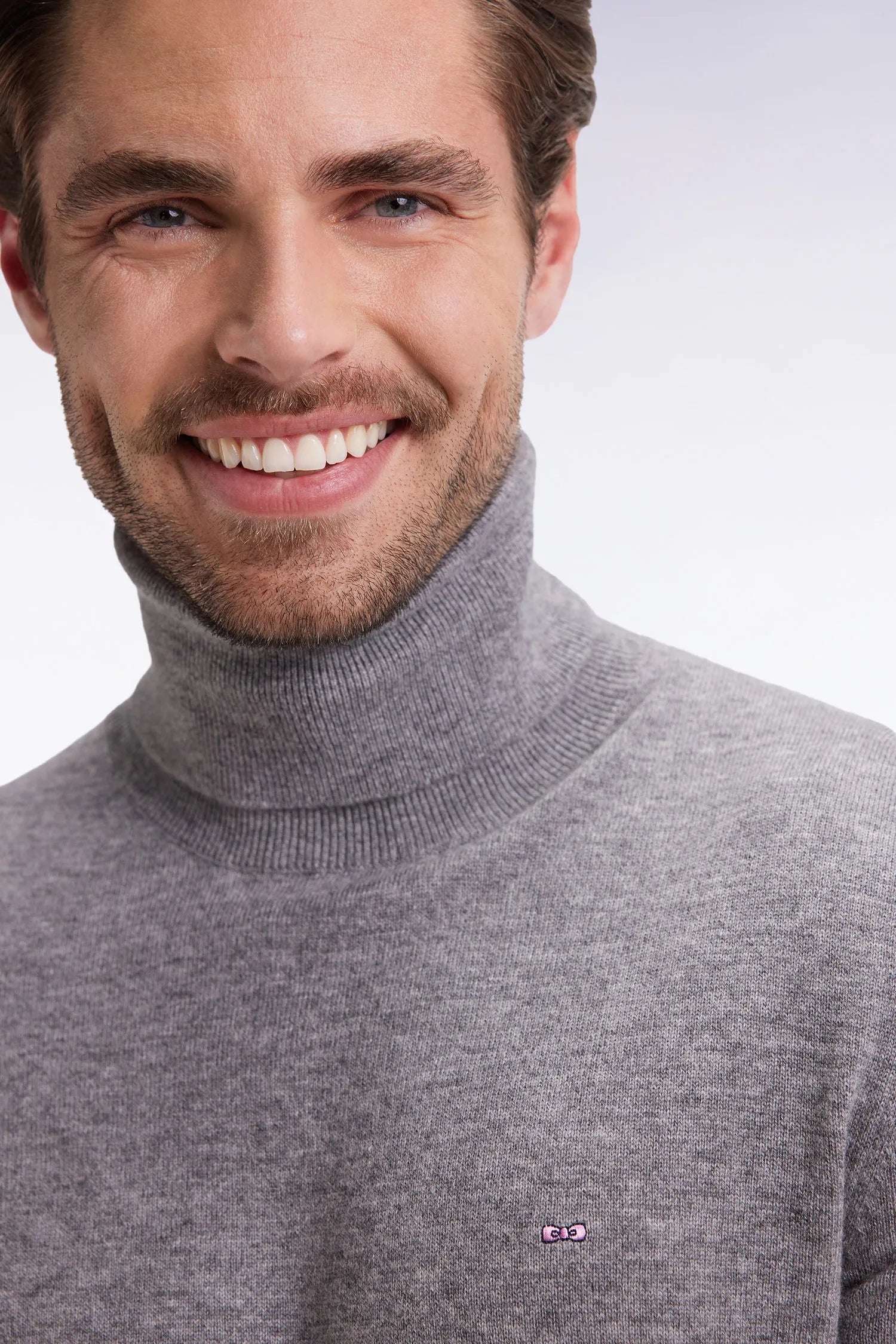 Eden Park_Grey_Turtleneck Sweater in Virgin Wool and Grey Cashmere_H25MAIPU0024_GRM_03