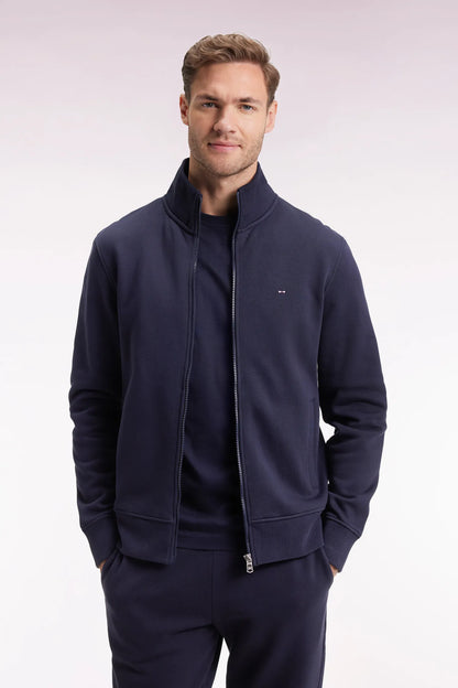 Eden Park_Blue_Zipped Navy Cotton Sweatshirt with a Straight Cut_H25MAISW0003_BLF_01