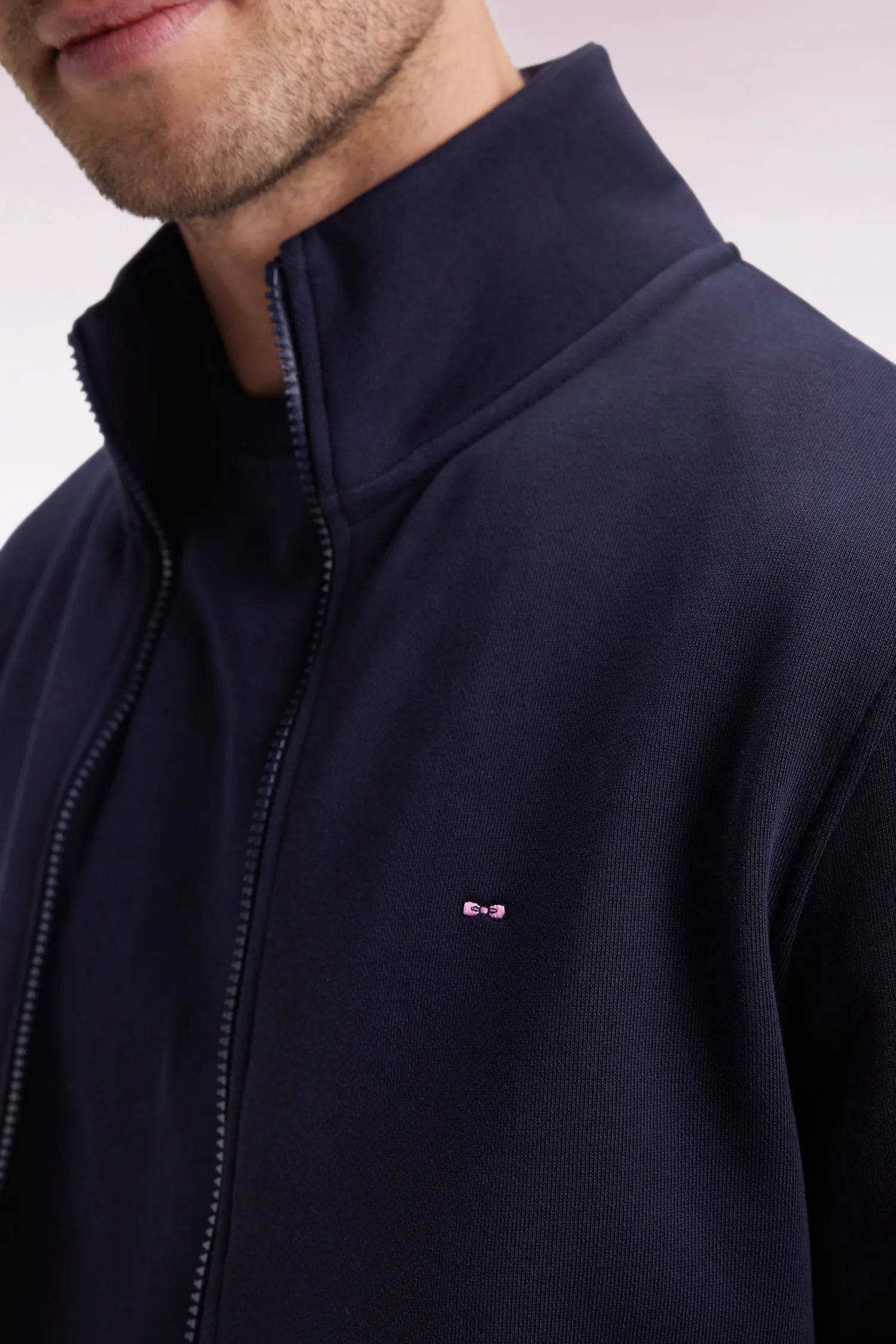 Eden Park_Blue_Zipped Navy Cotton Sweatshirt with a Straight Cut_H25MAISW0003_BLF_04