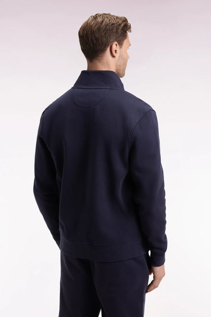 Eden Park_Blue_Zipped Navy Cotton Sweatshirt with a Straight Cut_H25MAISW0003_BLF_05