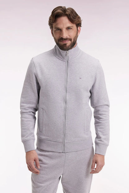 Eden Park_Grey_Grey Cotton Zip-Up Sweatshirt with a Straight Cut_H25MAISW0003_GRM24_01