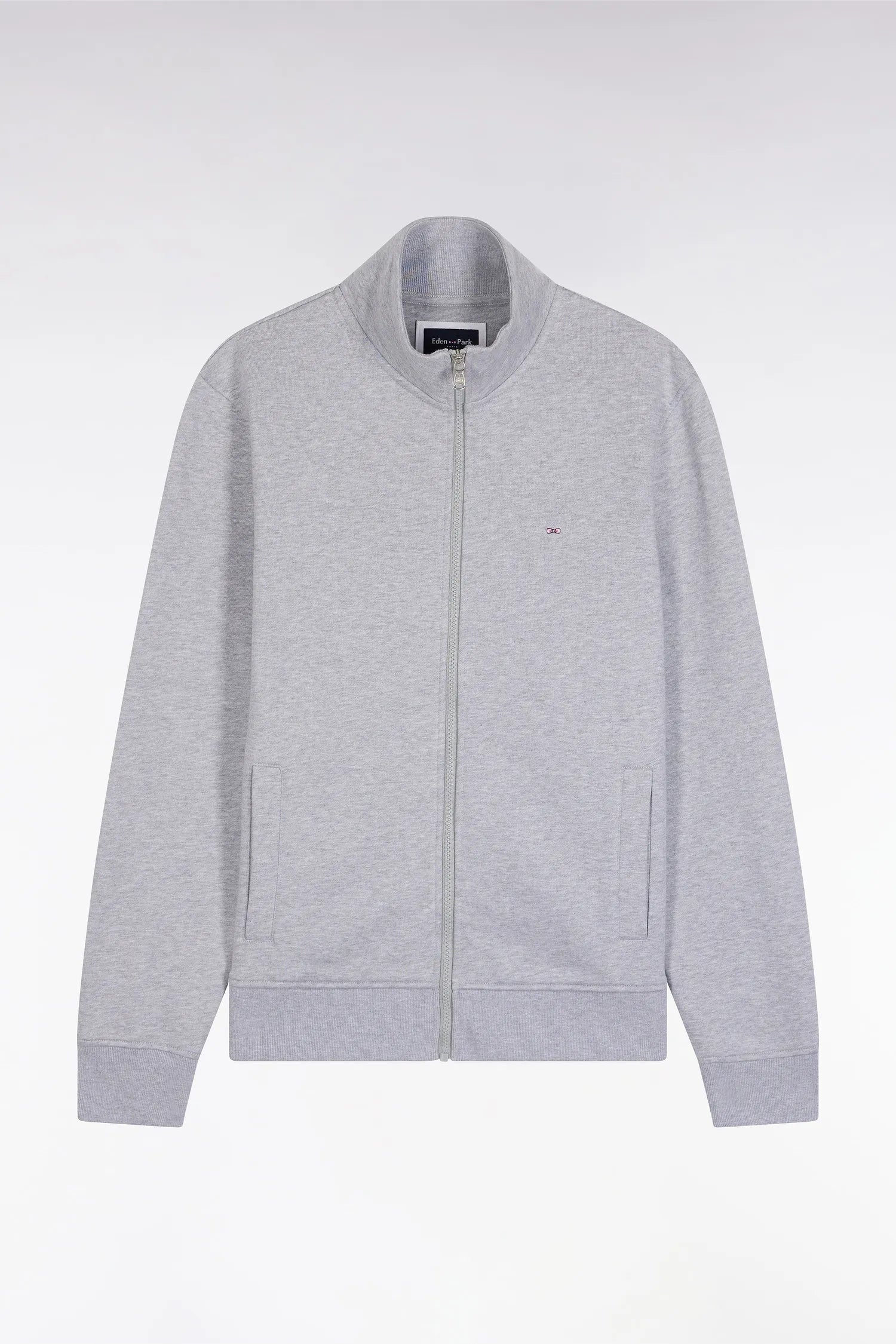 Eden Park_Grey_Grey Cotton Zip-Up Sweatshirt with a Straight Cut_H25MAISW0003_GRM24_02