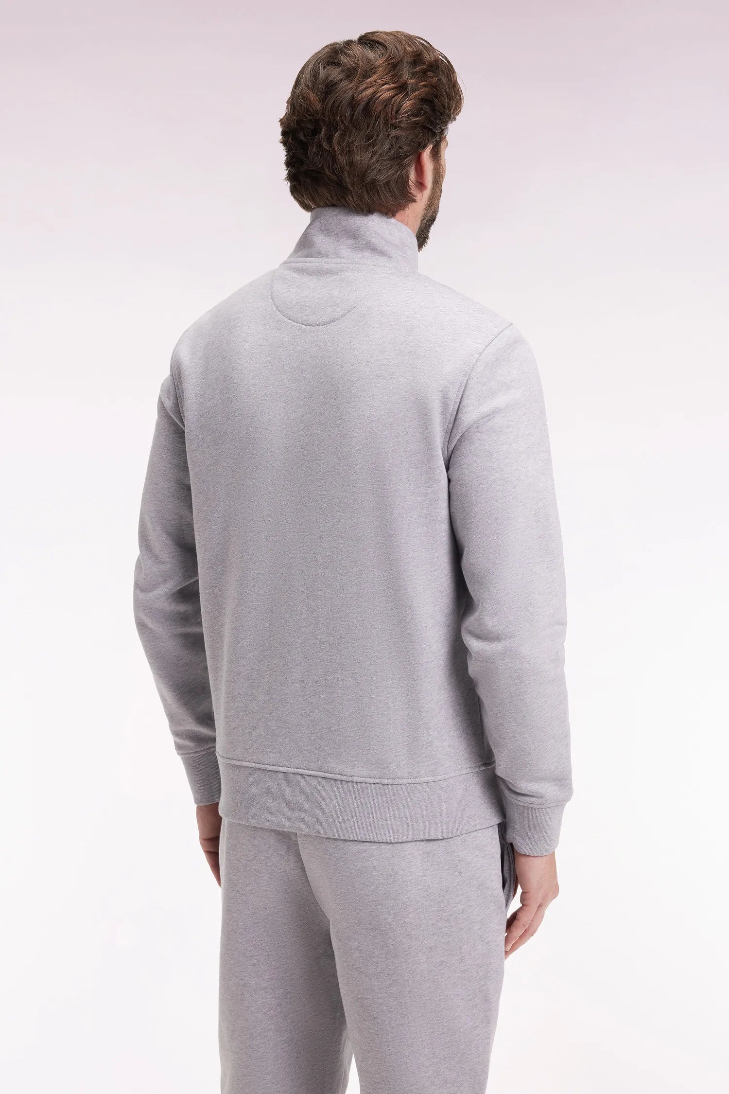 Eden Park_Grey_Grey Cotton Zip-Up Sweatshirt with a Straight Cut_H25MAISW0003_GRM24_05