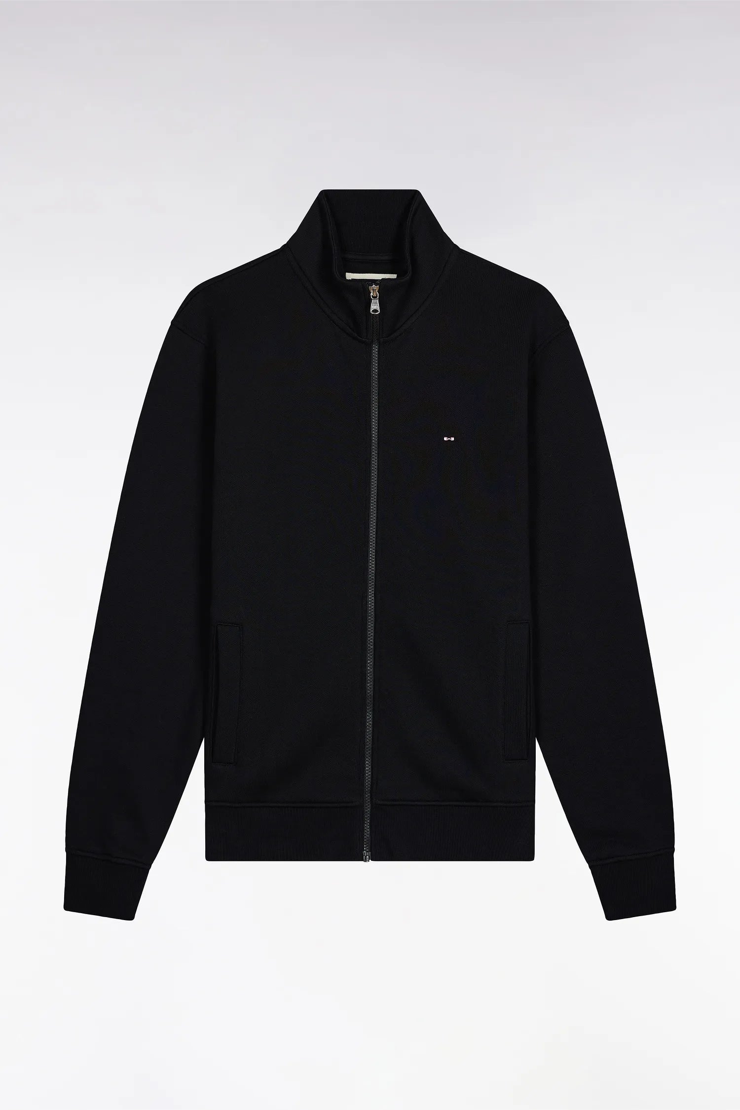 Eden Park_Black_Straight-Cut Black Cotton Zip-Up Sweatshirt_H25MAISW0003_NO_02