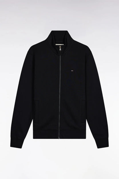 Eden Park_Black_Straight-Cut Black Cotton Zip-Up Sweatshirt_H25MAISW0003_NO_02