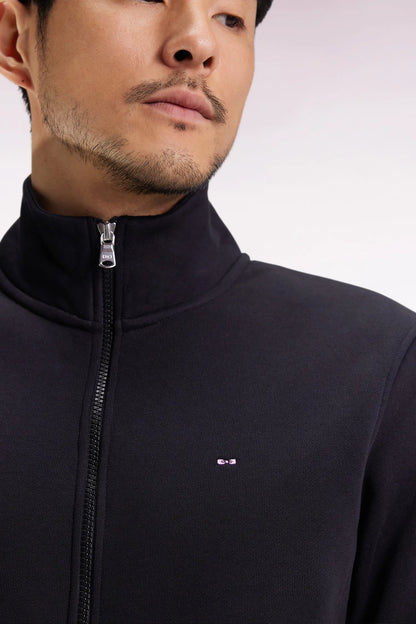 Eden Park_Black_Straight-Cut Black Cotton Zip-Up Sweatshirt_H25MAISW0003_NO_04