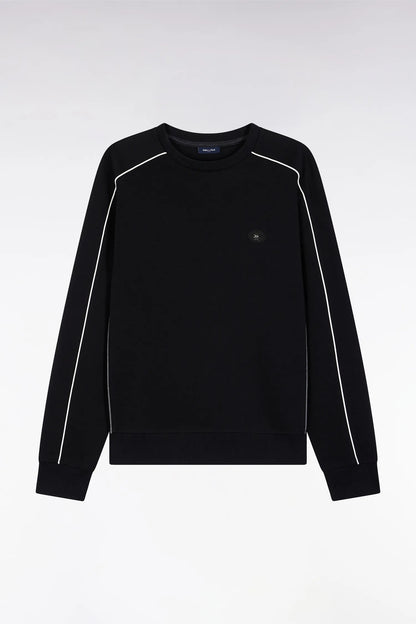 Eden Park_Black_Black Fleece Sweatshirt with Colorful Piping_H25MAISW0009_NO_02