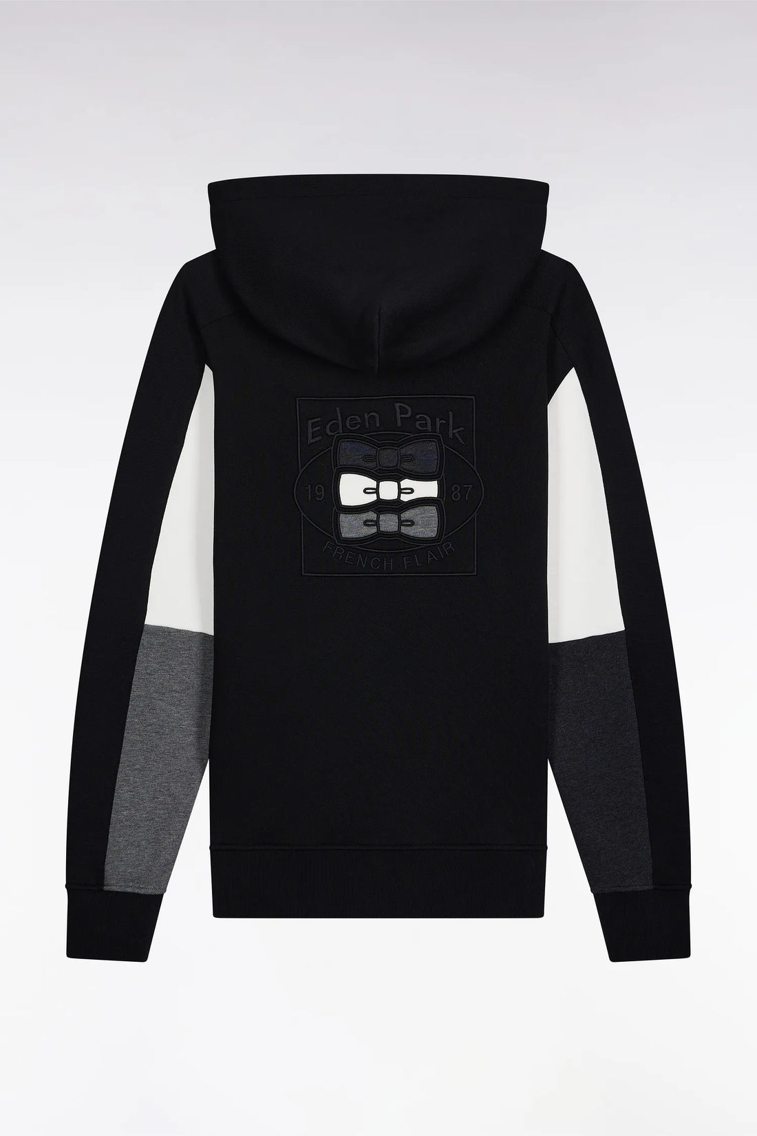 Eden Park_0_Black Hooded Sweatshirt with Contrasting Sleeve Cut-Outs_H25MAISW0014_NO_02
