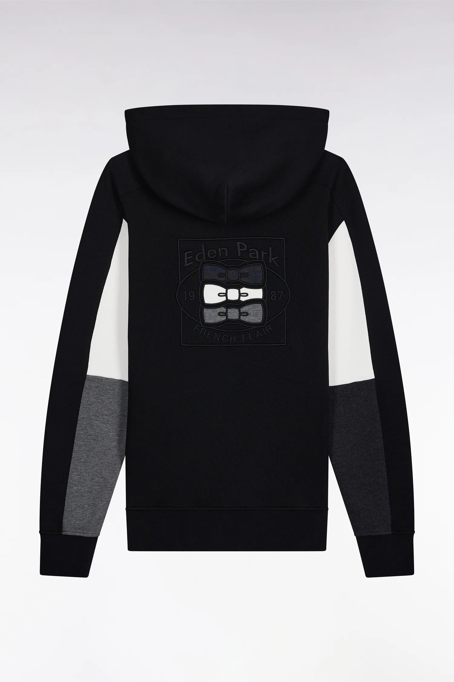 Eden Park_0_Black Hooded Sweatshirt with Contrasting Sleeve Cut-Outs_H25MAISW0014_NO_02
