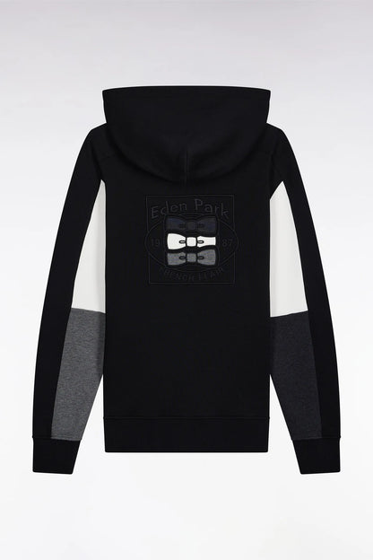 Eden Park_0_Black Hooded Sweatshirt with Contrasting Sleeve Cut-Outs_H25MAISW0014_NO_02