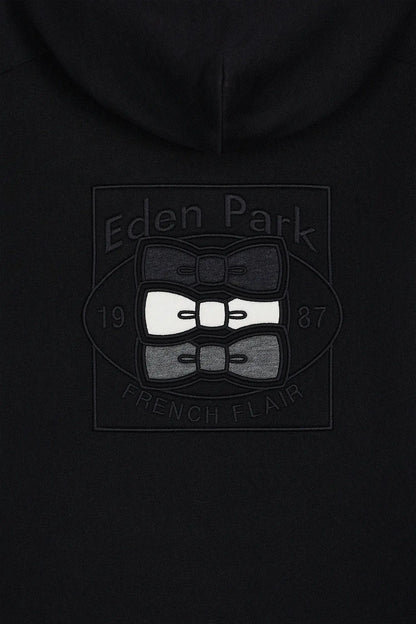 Eden Park_0_Black Hooded Sweatshirt with Contrasting Sleeve Cut-Outs_H25MAISW0014_NO_06