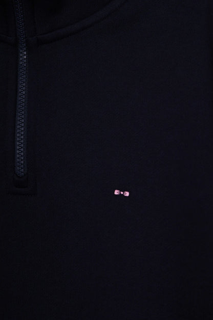 Eden Park_0_Navy Cotton Fleece Sweatshirt with Zip-Up Stand-Up Collar_H25MAISW0016_BLF_02