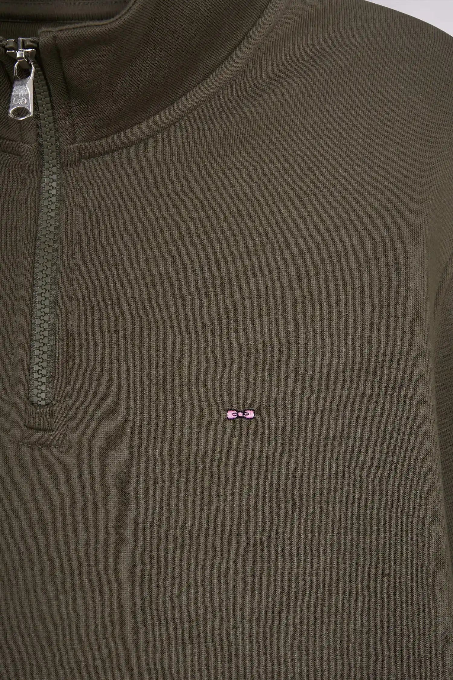 Eden Park_0_Khaki Cotton Fleece Zip-Up Sweatshirt - Cancelled_H25MAISW0016_KAF7_02