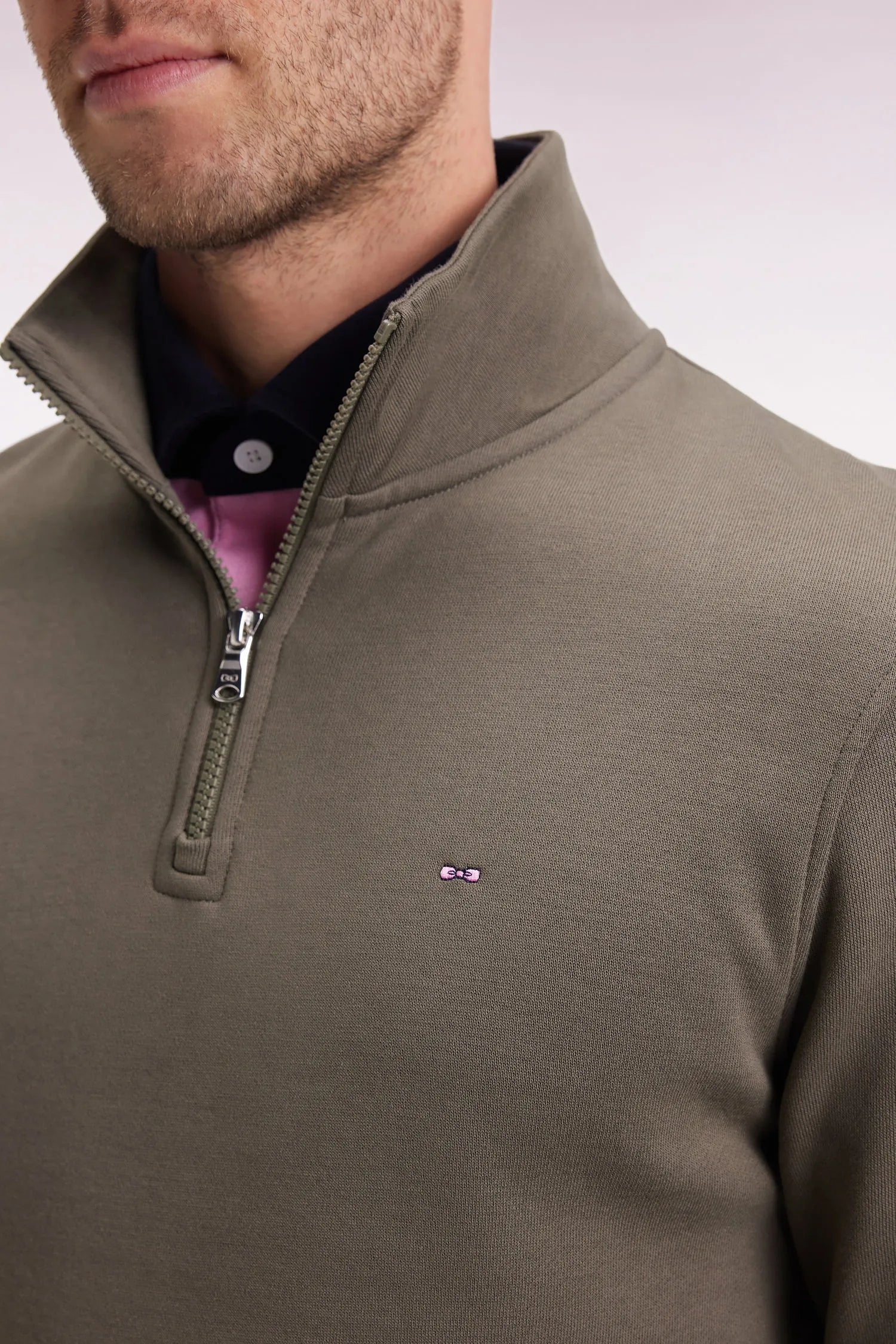 Eden Park_0_Khaki Cotton Fleece Zip-Up Sweatshirt - Cancelled_H25MAISW0016_KAF7_03