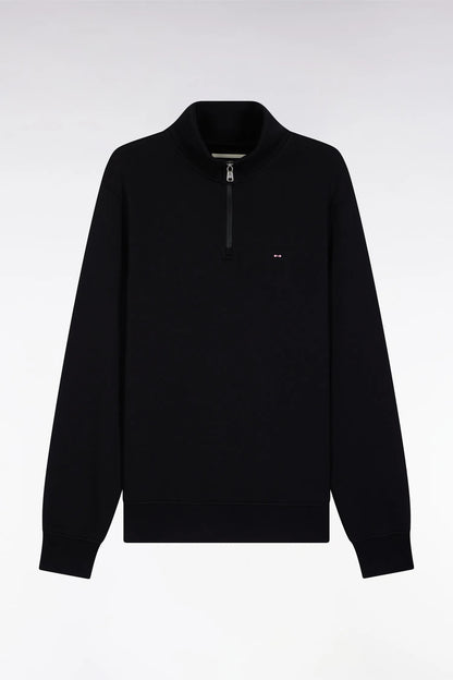 Eden Park_0_Black Cotton Fleece Zip-Up Sweatshirt_H25MAISW0016_NO_02