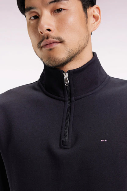 Eden Park_0_Black Cotton Fleece Zip-Up Sweatshirt_H25MAISW0016_NO_03