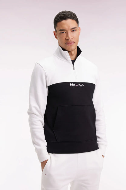 Eden Park_0_Two-Tone White Fleece Trucker Collar Sweatshirt_H25MAISW0022_ECC_01
