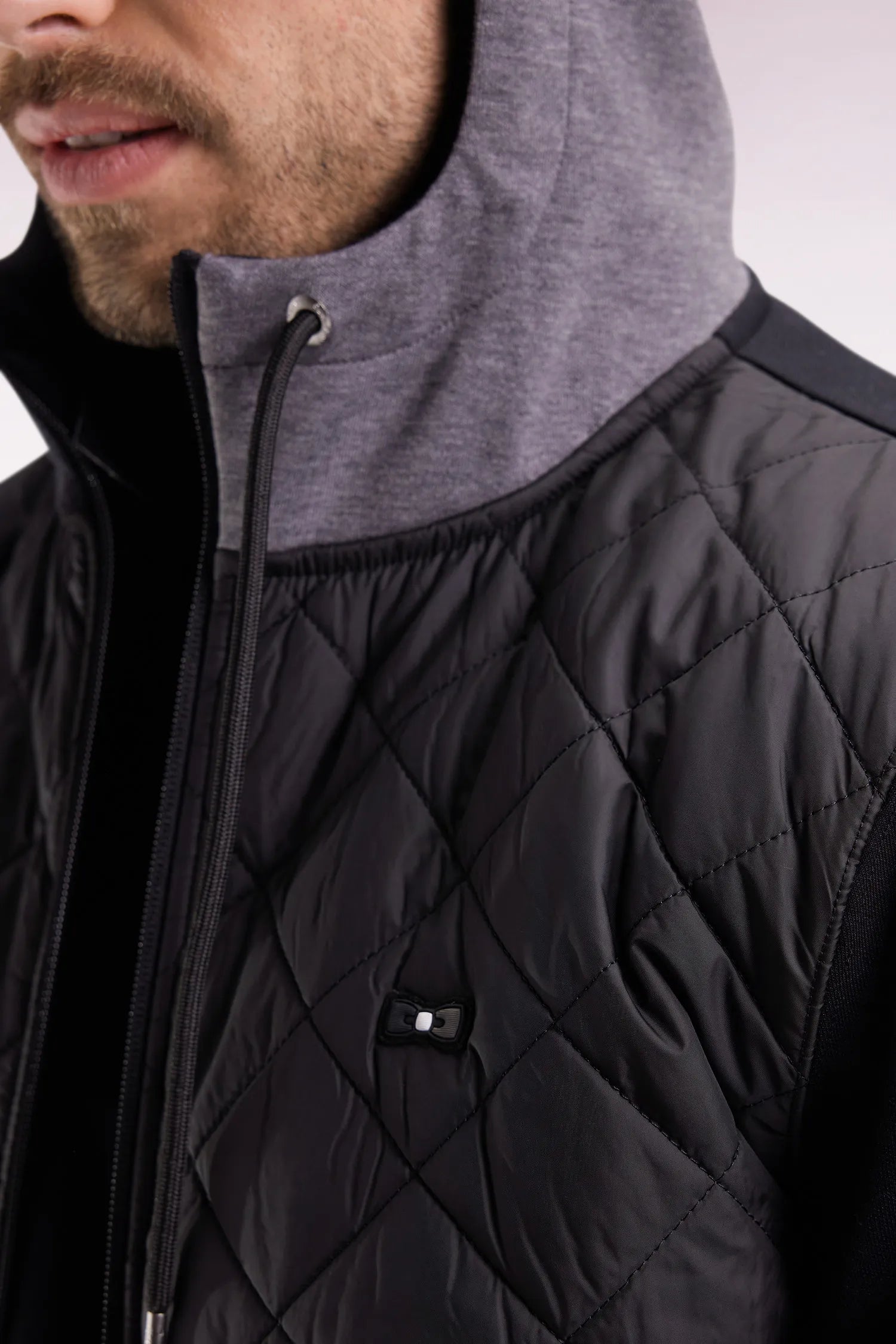 Eden Park_Multi-Color_Black and Grey Quilted Bi-Material Interlock Zip-Up Sweatshirt_H25MAISW0026_NO_03
