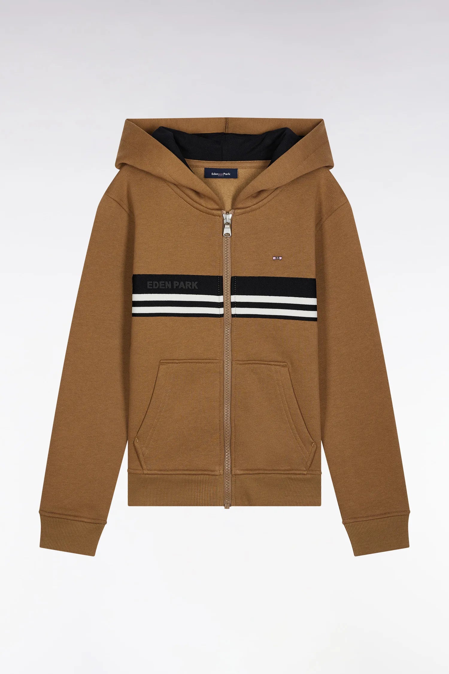 Eden Park_Beige_Zip-Up Hoodie in Camel Fleece-Blend_H25MAISW0033_BEF4_01