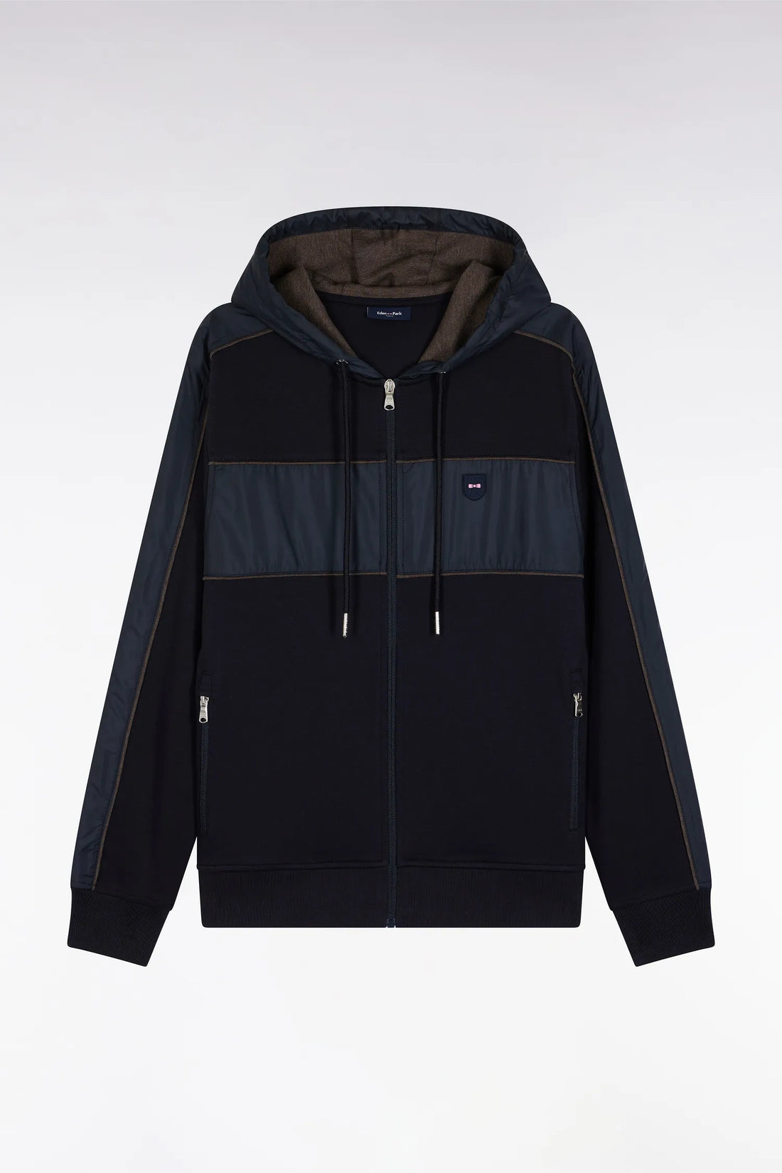 Eden Park_Multi-Color_Zip-Up Hooded Sweatshirt in Navy and Beige Fleece and Nylon_H25MAISW0038_BLF_02