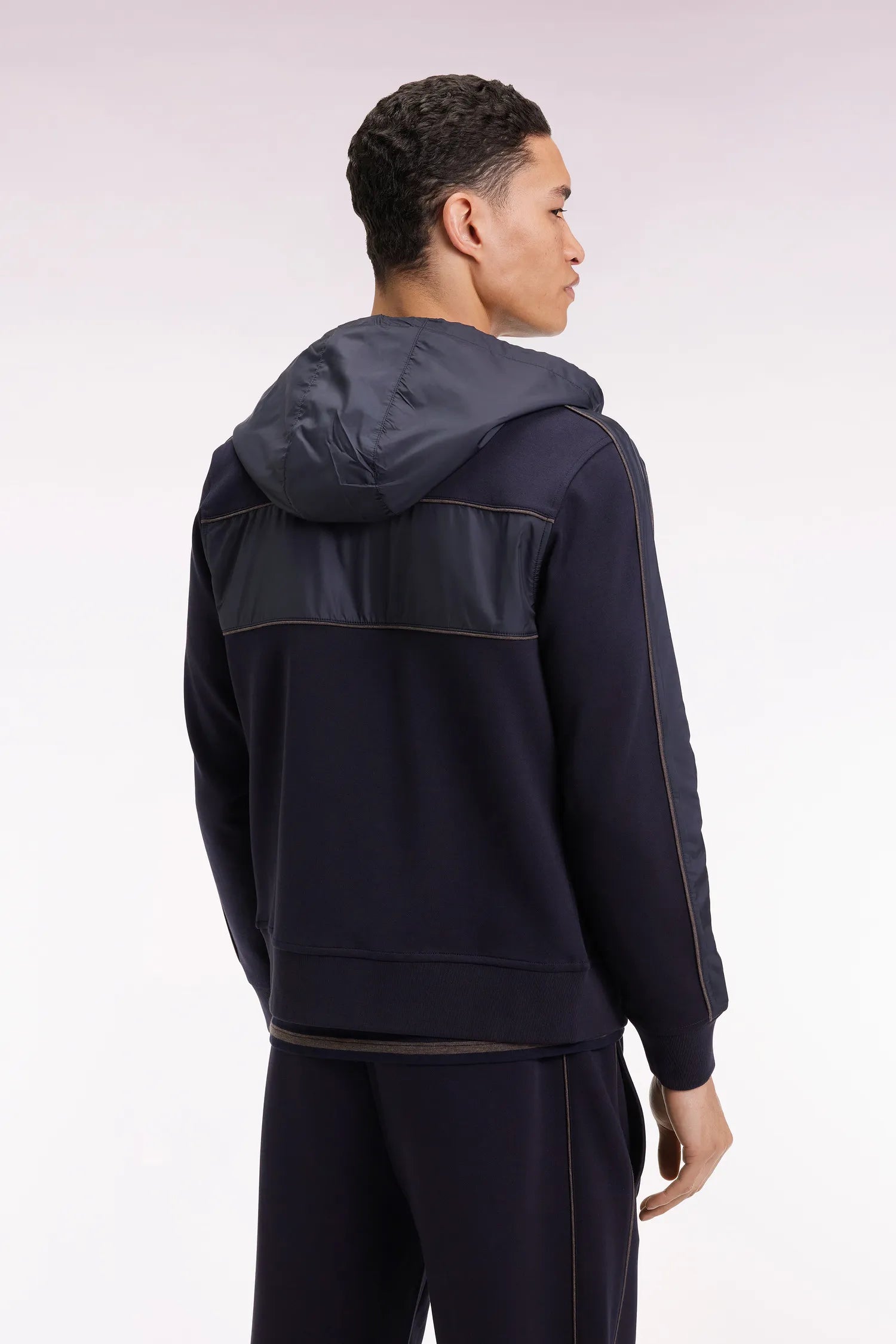 Eden Park_Multi-Color_Zip-Up Hooded Sweatshirt in Navy and Beige Fleece and Nylon_H25MAISW0038_BLF_05