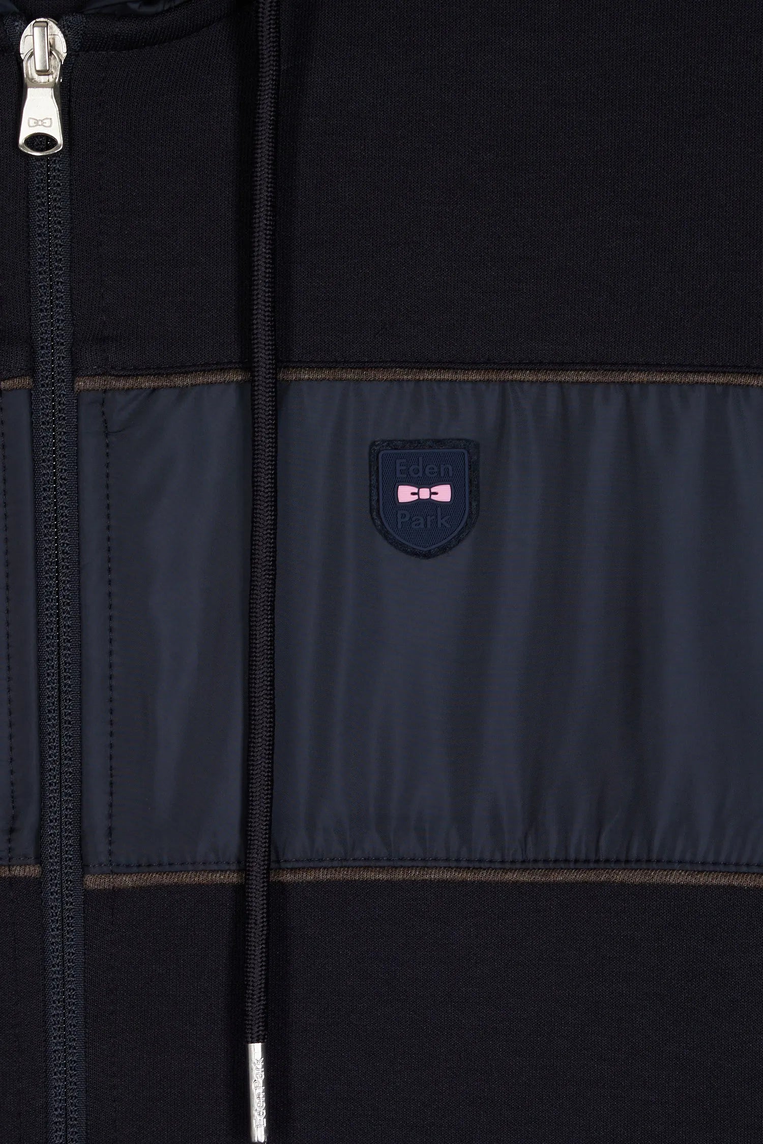 Eden Park_Multi-Color_Zip-Up Hooded Sweatshirt in Navy and Beige Fleece and Nylon_H25MAISW0038_BLF_06