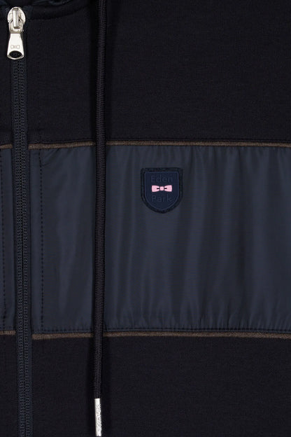 Eden Park_Multi-Color_Zip-Up Hooded Sweatshirt in Navy and Beige Fleece and Nylon_H25MAISW0038_BLF_06