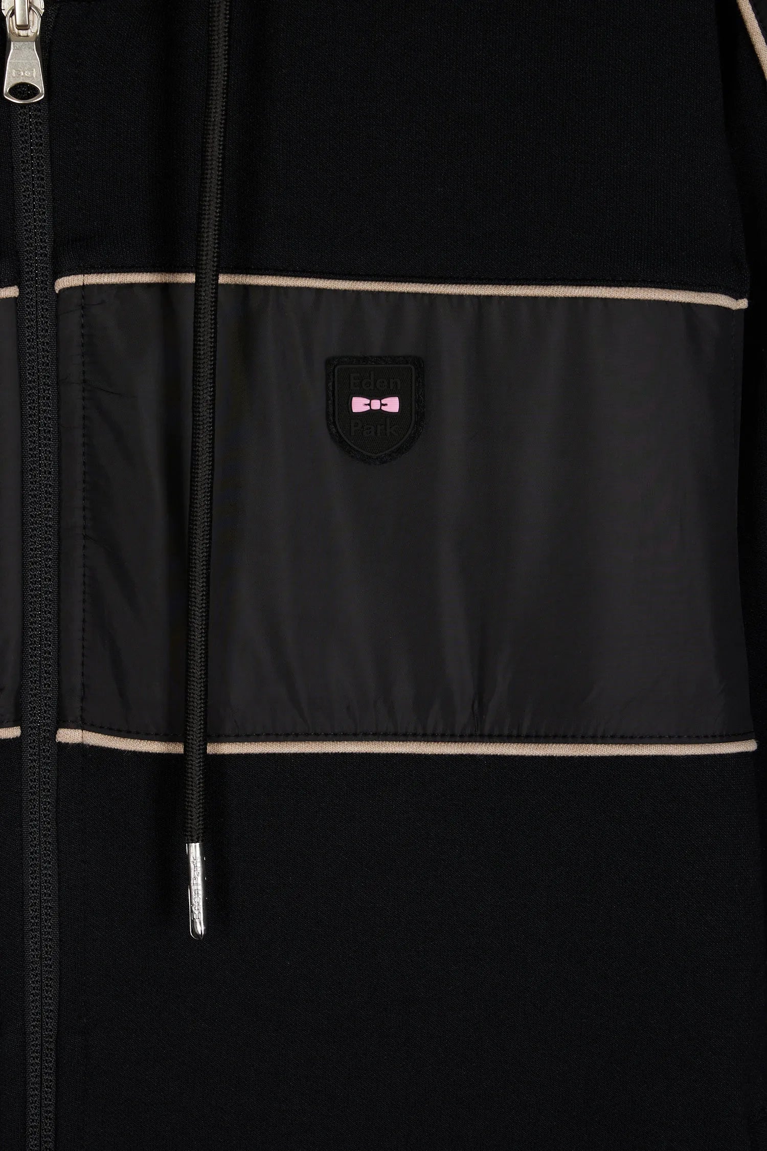 Eden Park_Multi-Color_Black and Beige Fleece and Nylon Zip-Up Hooded Sweatshirt_H25MAISW0038_NO_06