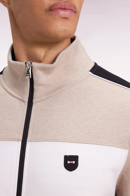 Eden Park_0_Two-Material Zipped Sweatshirt in Beige Quilted Nylon_H25MAISW0045_BEC13_04