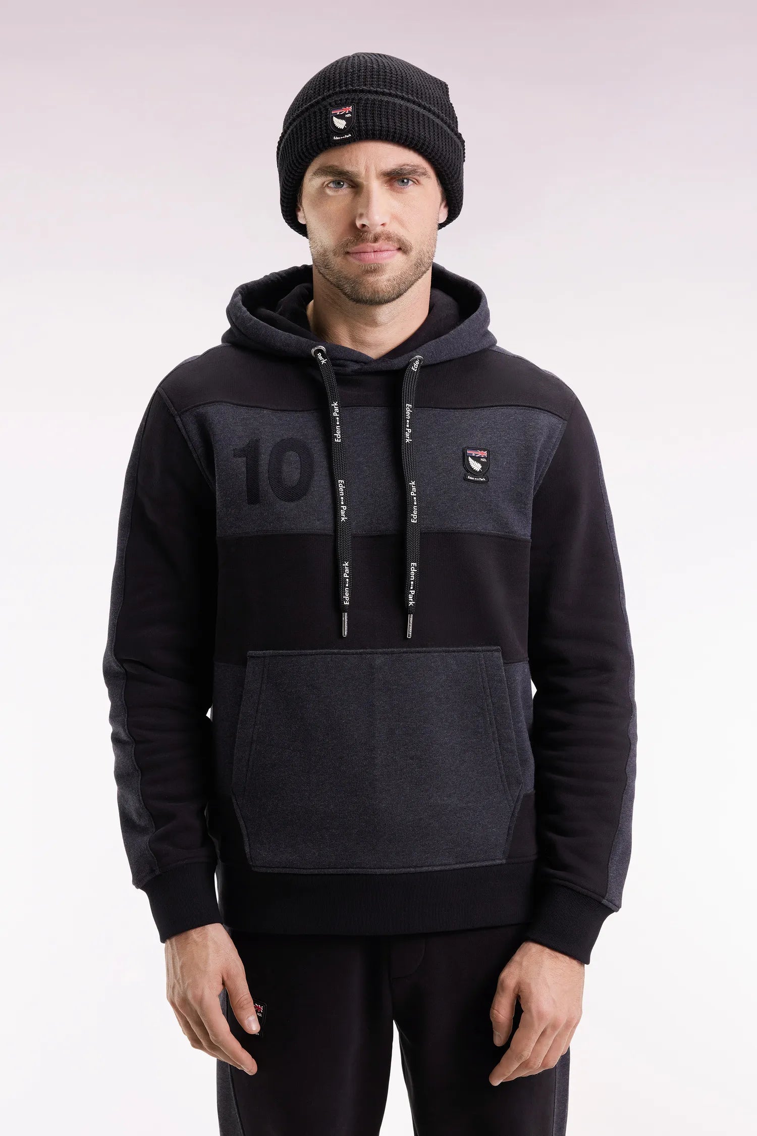 Eden Park_0_Relaxed Fit Beige and Light Grey Cotton-Blend Hoodie_H25MAISW0053_GRF11_01
