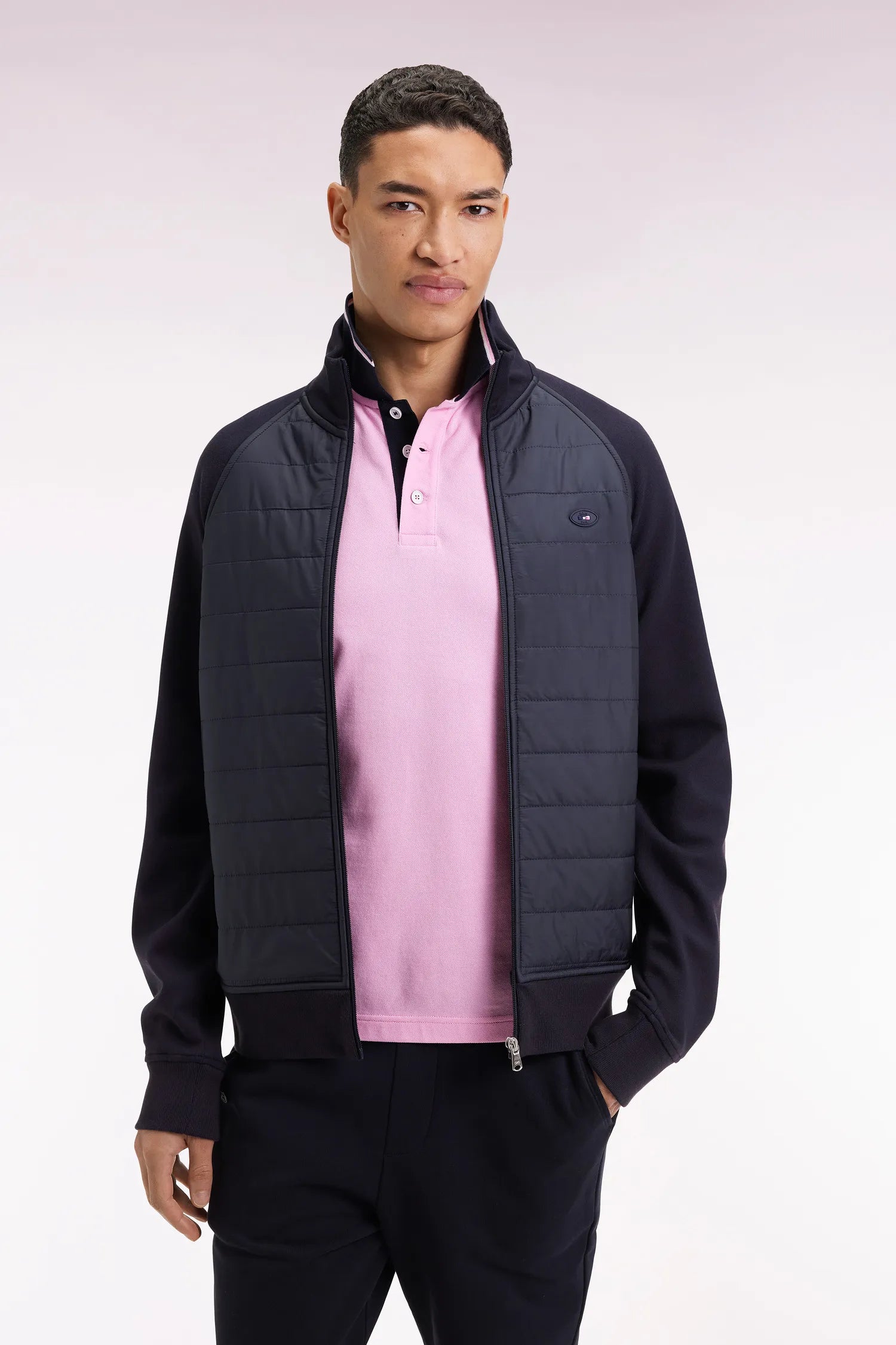 Eden Park_0_Zipped Zipped Sweatshirt in Navy Navy Straight Cut_H25MAISW0067_BLF_01