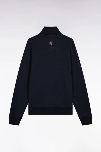 Eden Park_0_Zipped Sweatshirt in Navy Cotton Embroidery 10 Straight Cut_H25MAISW0068_BLF_02