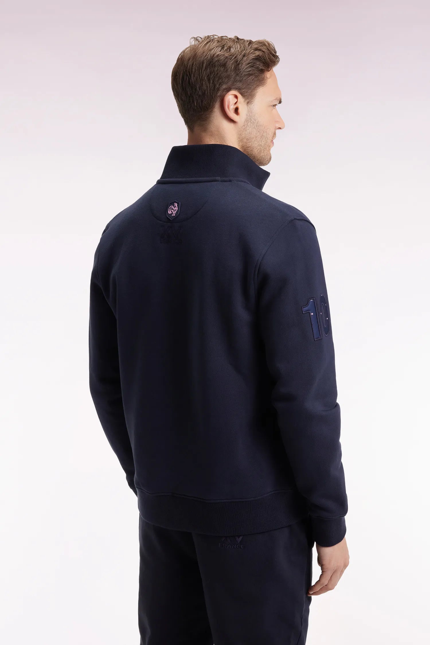 Eden Park_0_Zipped Sweatshirt in Navy Cotton Embroidery 10 Straight Cut_H25MAISW0068_BLF_05