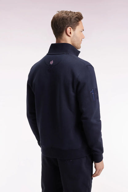 Eden Park_0_Zipped Sweatshirt in Navy Cotton Embroidery 10 Straight Cut_H25MAISW0068_BLF_05