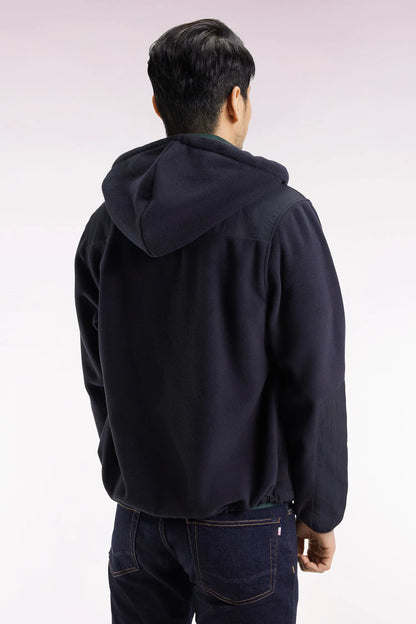 Eden Park_0_Zip-Up Hooded Sweatshirt in Navy Double Material Straight Cut_H25MAISW0071_BLF_05