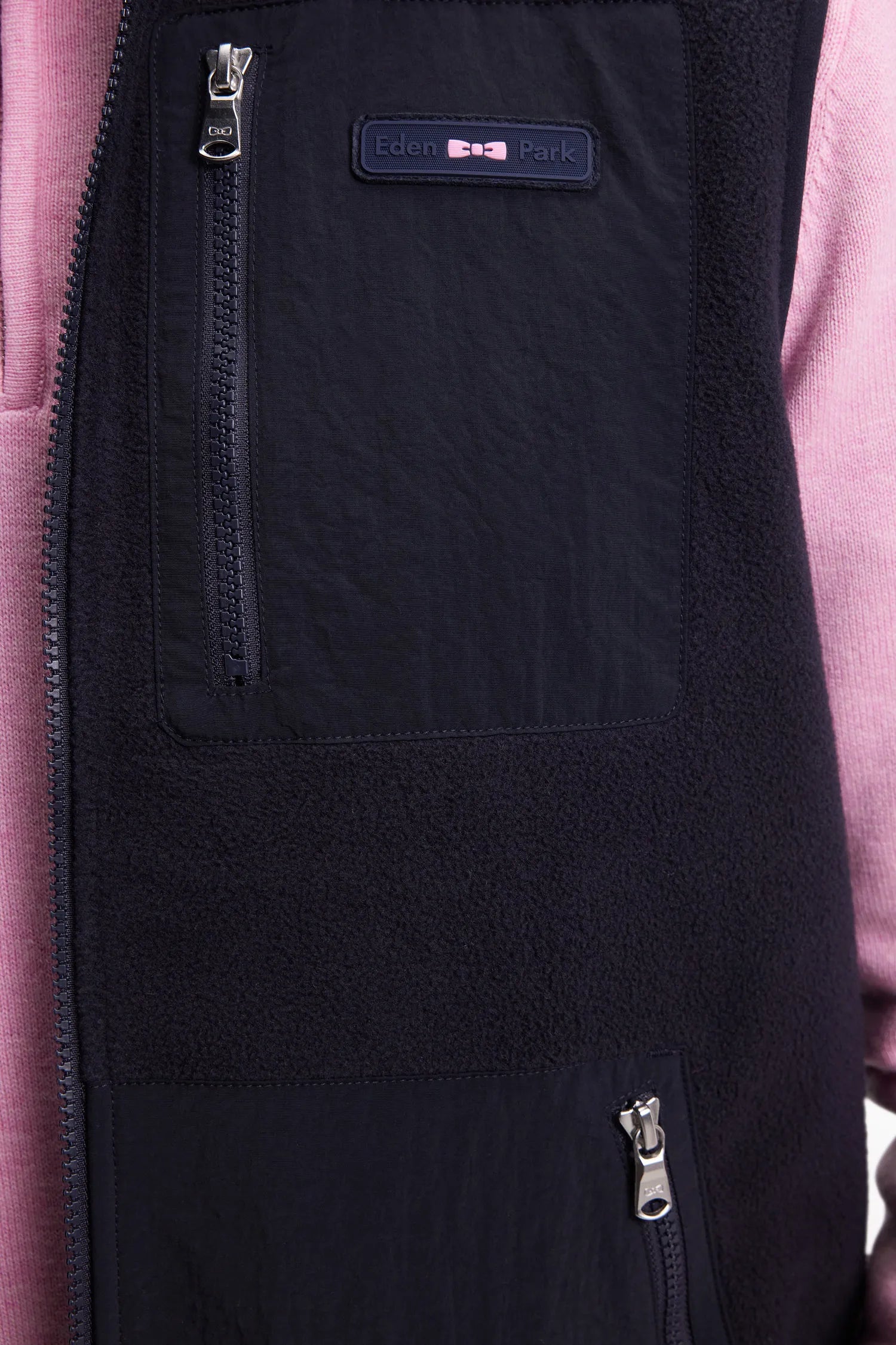 Eden Park_0_Zip-Up Hooded Sleeveless Sweatshirt in Navy Navy Straight Cut_H25MAISW0073_BLF_04