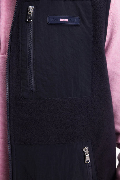 Eden Park_0_Zip-Up Hooded Sleeveless Sweatshirt in Navy Navy Straight Cut_H25MAISW0073_BLF_04